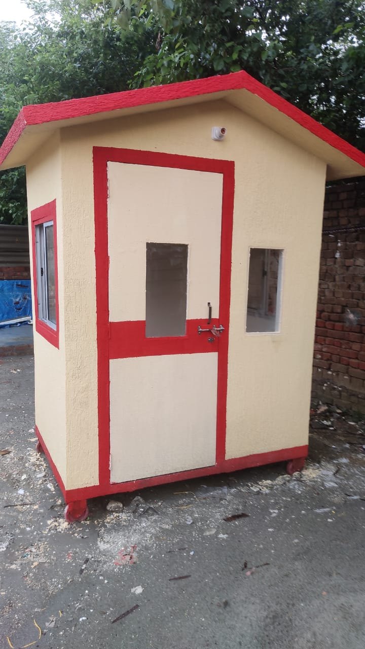 Portable guard cabin with door and windows for security booth or entrance checkpoint